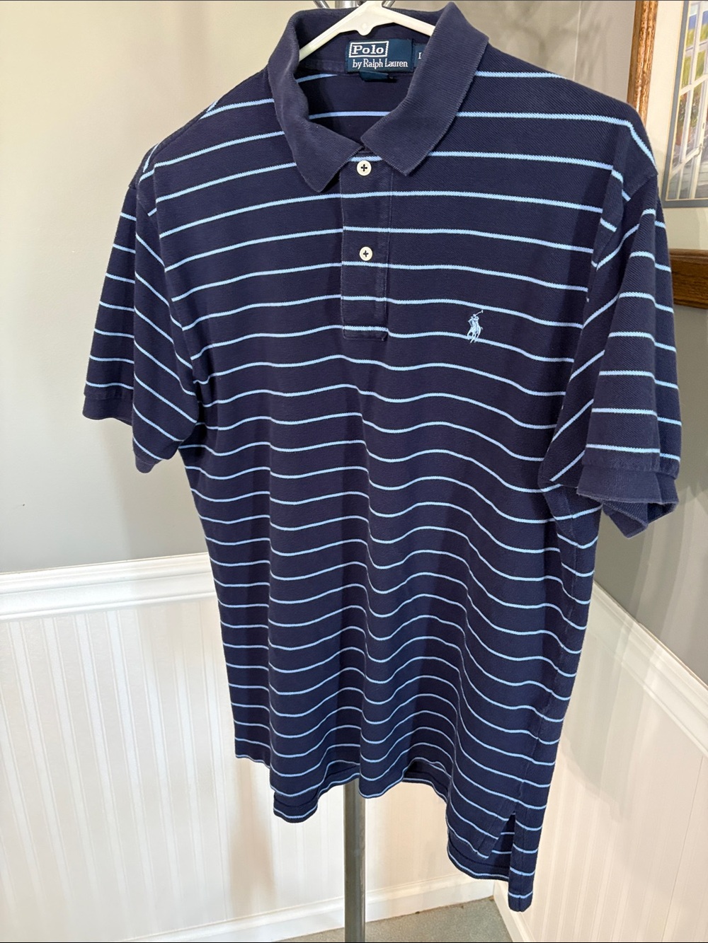 Polo by Ralph Lauren Navy & Light Blue Striped Polo Shirt